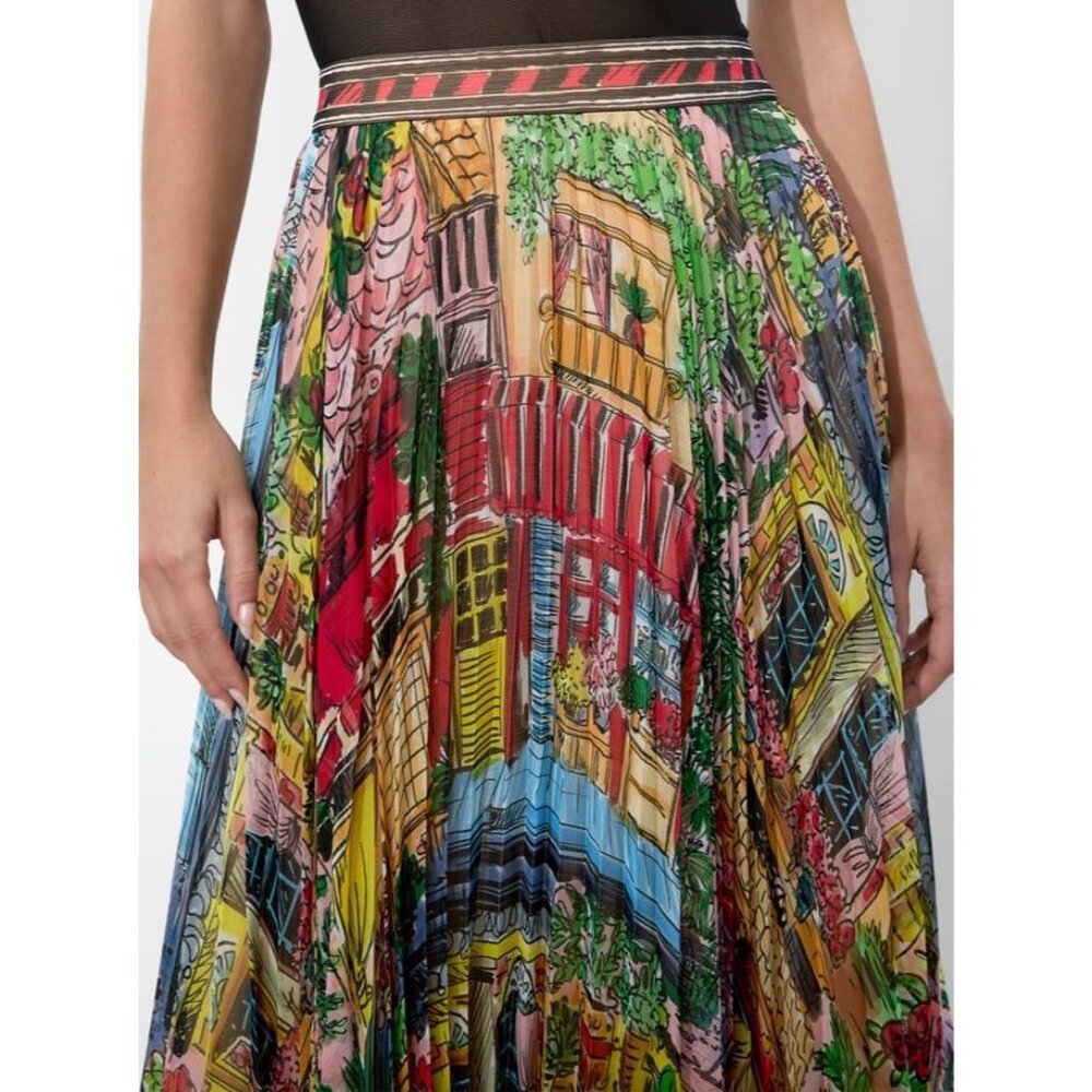 Alice + Olivia Katz Vacation Dreams Pleated Maxi Skirt 2 NWT $550 - Picture 3 of 10